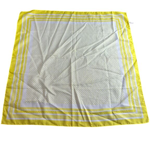 Vintage Scarf- Square- 26x26"- White- Polka Dots- Made in Italy Polyester - Picture 2 of 5